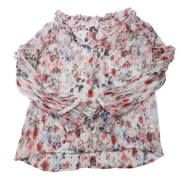 Anthropologie HD in Paris Sheer Floral Blouse, Size Medium - Picture 1 of 8